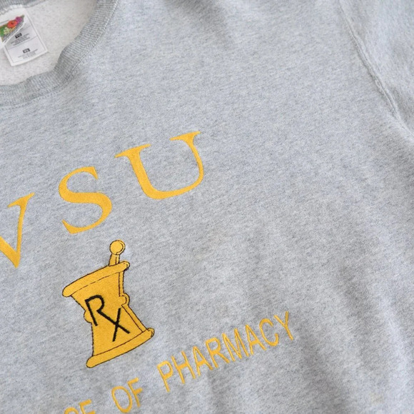 Vintage Fruit Of The Loom Gray Embroidered WSU Rx Collegiate Crewneck Sweater XL - Picture 10 of 10